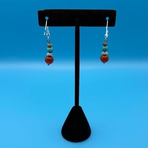 Elegant Silver and Red Beaded Earrings